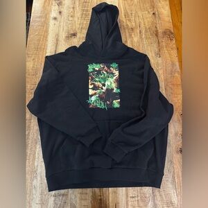 ASOS design 100% cotton Black Hoodie sweatshirt with Green graffiti Graphic XXL